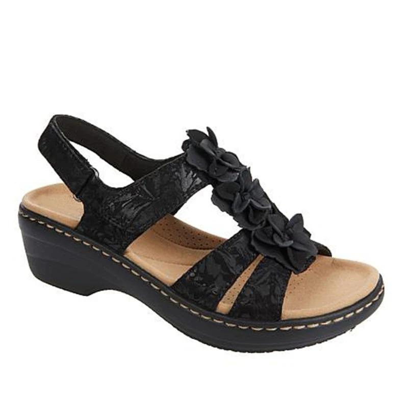 Fashion 2025 Summer Hot Sale Women's Rome Sandals Outdoor Casual Wedges Floral Open Toe Plus Size Sandals Comfortable Daily Beach Shoes