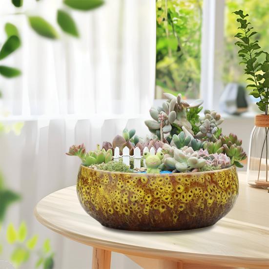 Keramik-Lotusschale für Wasserpflanzen, auslaufsicherer Hydrokultur-Blumentopf, Hochtemperatur-Keramikschale für Sukkulenten, Fischtank