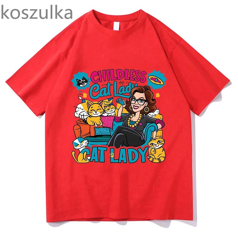 

Унисекс Летняя футболка с забавным принтом Meme Kawaii Childless Cat Lady Футболки Женская одежда Топы Модная повседневная уличная одежда с коротким рукавом 4XL