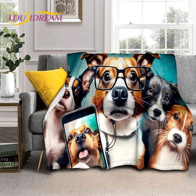 Cute Dog Samoye, Chihuahua, Husky, Koki Cartoon Soft Flannel Blanket for Beds Bedroom Sofa Picnic,Throw Blanket Outdoor Leisure