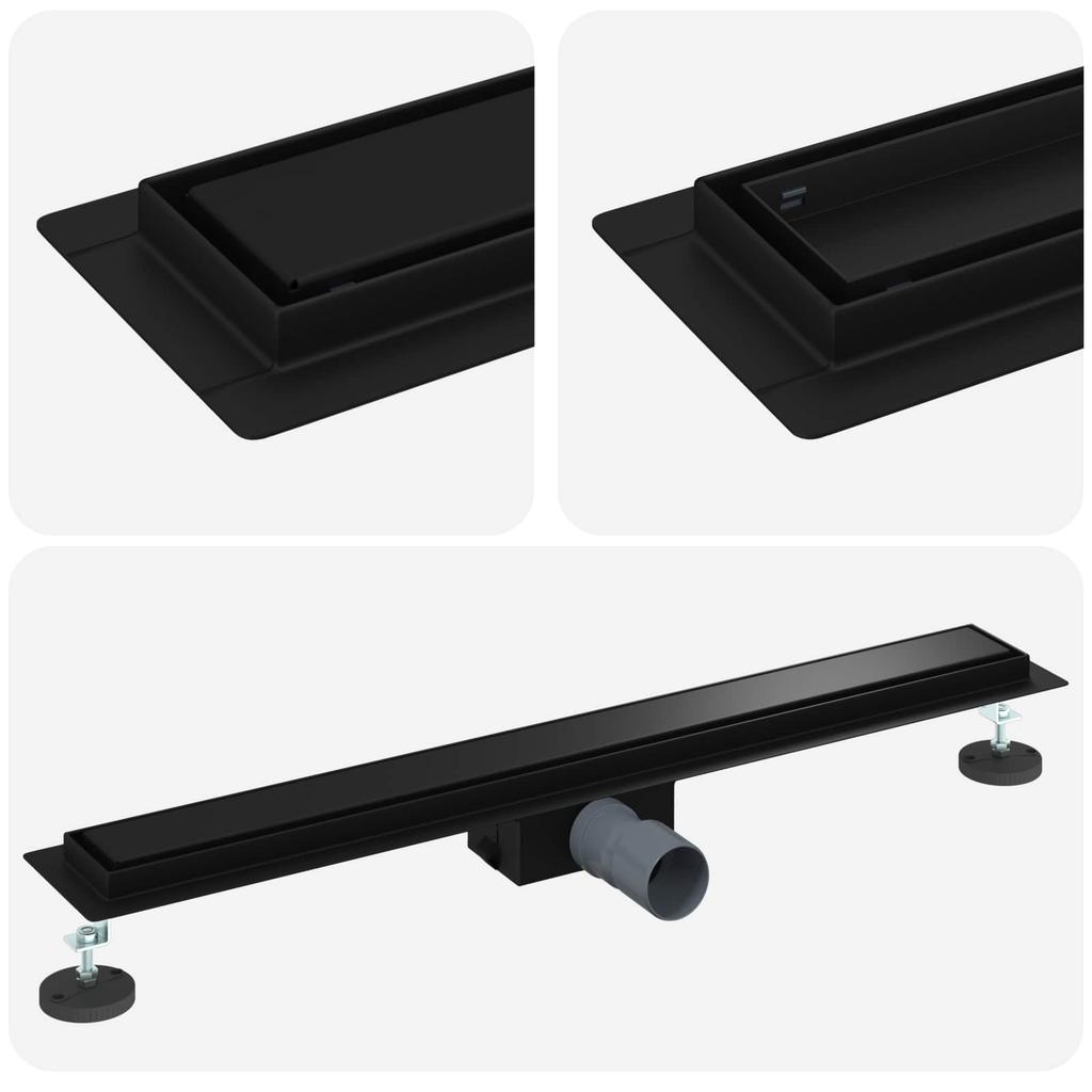 2 in 1 Shower Drain Black 80 cm Stainless Steel 304