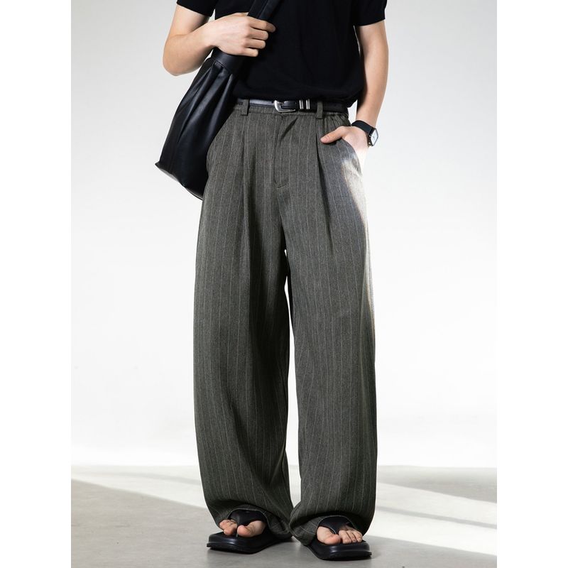 Wassup American Retro Vintage Wide-Leg Trousers for Men, Trendy Versatile Design, Straight-Leg Casual Drapey Long Pants