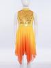 Girls Liturgical Dance Dress - Sleeveless Mock Neck Tunic with Asymmetrical Hem & Shiny Sequins for Worship Performance