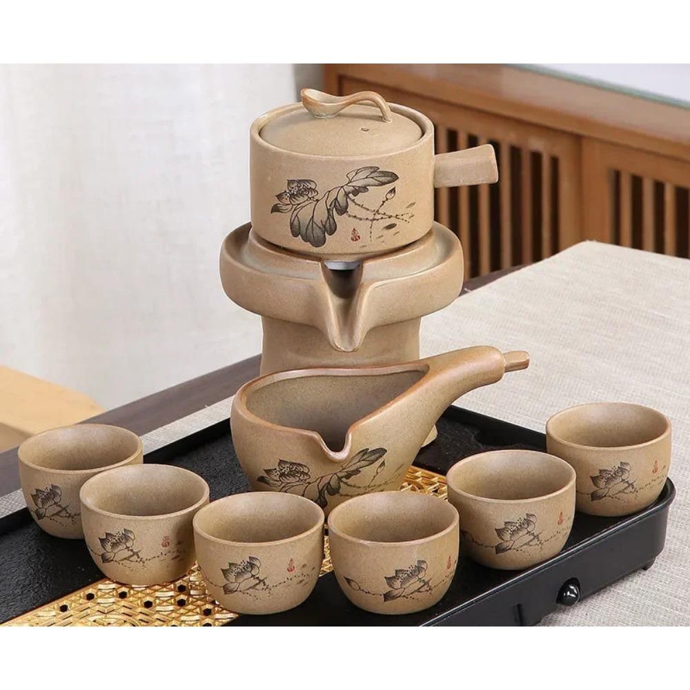 Zestaw 8 szt. Półautomatycznych zestawów do herbaty Chiński ceramiczny fioletowy gliniany zestaw do herbaty Filiżanka do herbaty Zestaw do herbaty Kung Fu