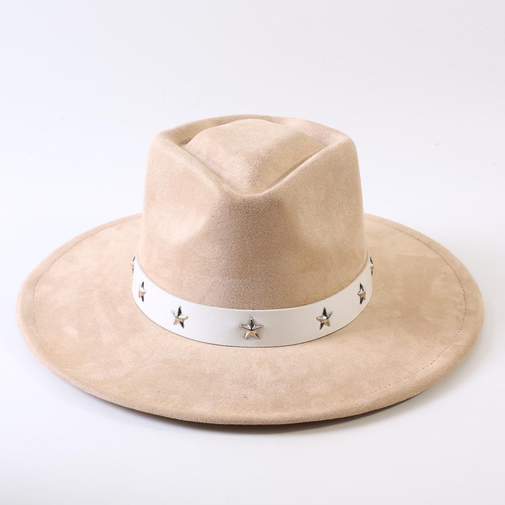Popular European and American Style Suede Big-brimmed Top Hat, Men's and Women's Classic Fashion Western Cowboy Hat