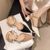 French pointed rivet high heel bag head sandals female 2025 summer new one word with fairy style skirt Roman shoes