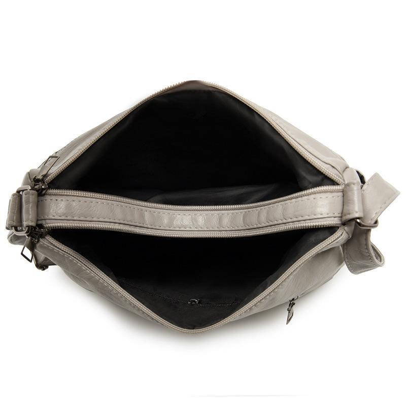 New Women's Shoulder Bag Soft Leather Texture Multi-compartment Large Capacity Fashionable Simple Old Messenger Bag