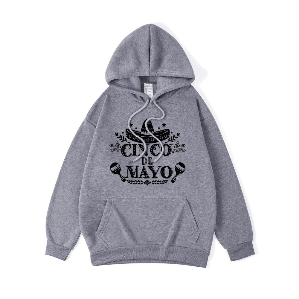 Mexico Cinco De Mayo Printing Hoodie Womens Basics Sporty Hooded Fleece Warm Soft Pullovers Casual Pocket Womans