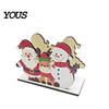 Wooden Holiday Ornament Christmas Napkin Holder for Table, Santa Snowman Reindeer Tree Cocktail Square Storage Tissue Dispenser Winter Parties,