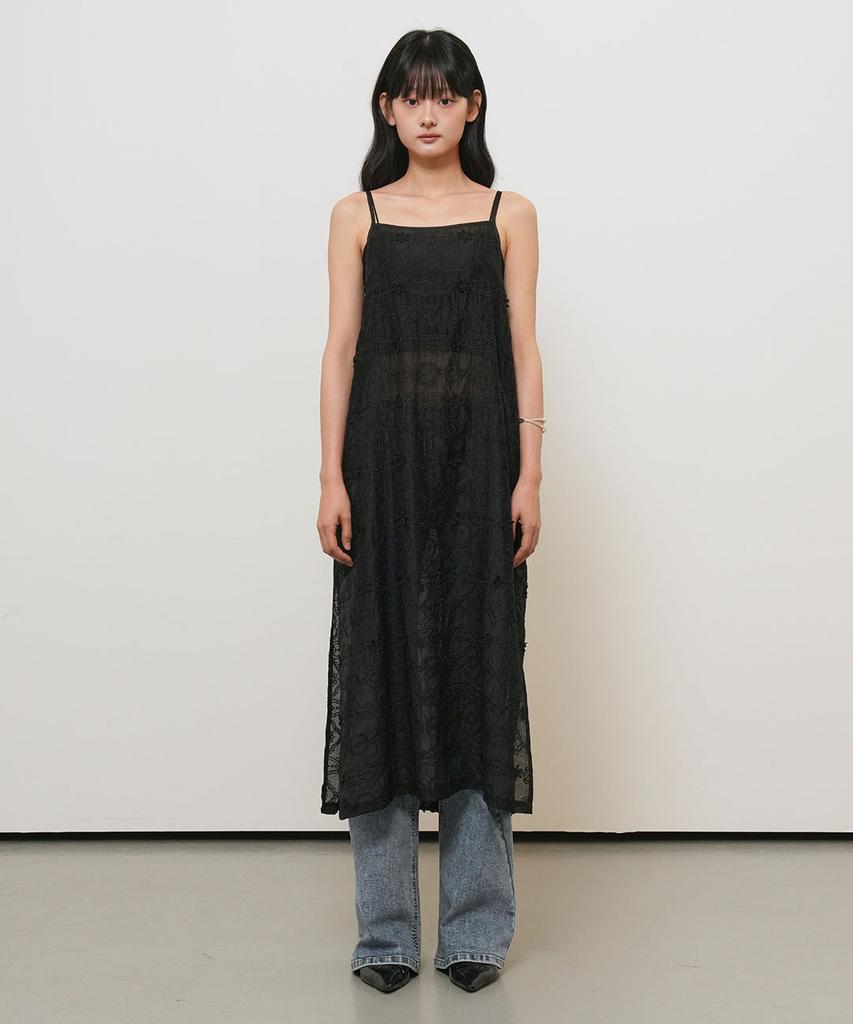 General Idea Voile Lace Layered Dress [Black] / Gf2Lop518