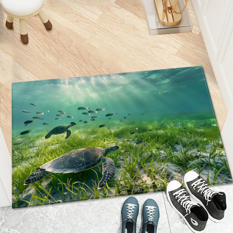 

3D Коврик для ванной с подводным миром, морскими рыбами, мягкий фланелевый, суперабсорбирующий коврик для туалета, спальни, комнатный ковер 60x90cm