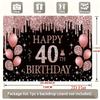 2D 40th Birthday Themed Photo Booth Backdrop with Rose Gold Balloons