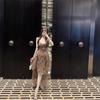 Lusso Leggero Industria Pesante Premium Abito di Compleanno Principessa Bianco Rete Bretelle Abito Lungo Abito Irregolare