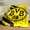 Yellow Background with Black "BVB 09" Circle and Diagonal Black Stripes. for All Seasons Blanket Lunch Break Throw Gift