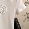 Summer cotton short-sleeved t-shirt women's Korean hem lace solid color round neck versatile women's new top