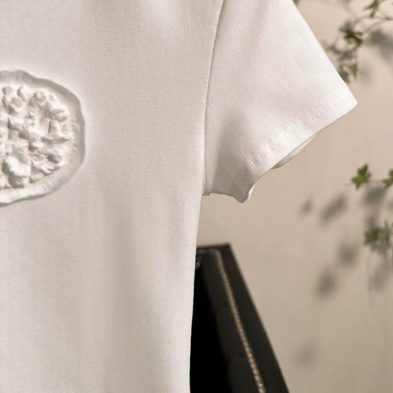 Summer cotton short-sleeved t-shirt women's Korean hem lace solid color round neck versatile women's new top