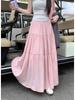 Plus Size Autumn White Pleated Midi Skirt for Women
