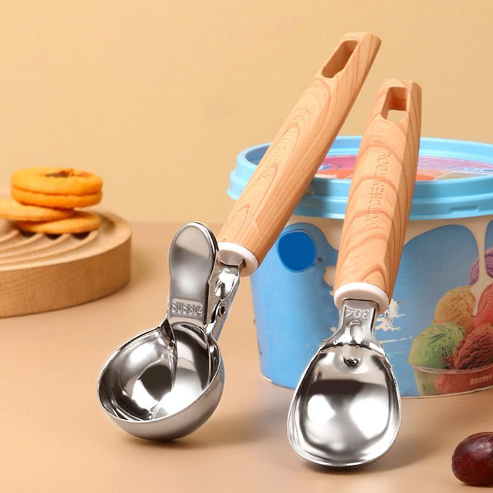 Trigger Release Spring-loaded Ice Cream Scoop Stainless Steel Fruit Scoop Fruit Ball Digger Home