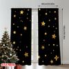 Flat Printing Window Drapes Golden Glitter Stars Digital Printed Polyester Holiday Decorations Use Oversized Curtains Set Of 2 Made