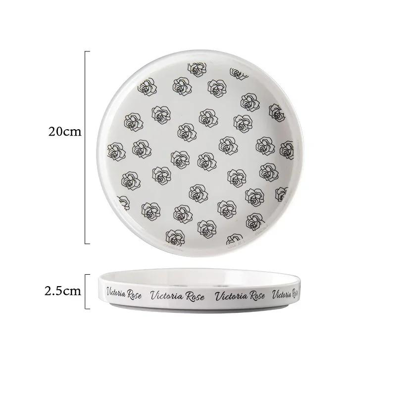 Creative Rose Flowers Ceramic Plate Luxury Restaurant Delicious Salad Bowls Home Afternoon Tea Snacks Plates Exquisite Tableware