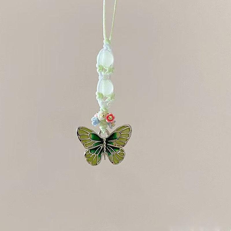 Blue Water Drop Pendant, Butterfly Flower Necklace, Simple and Versatile Necklace.