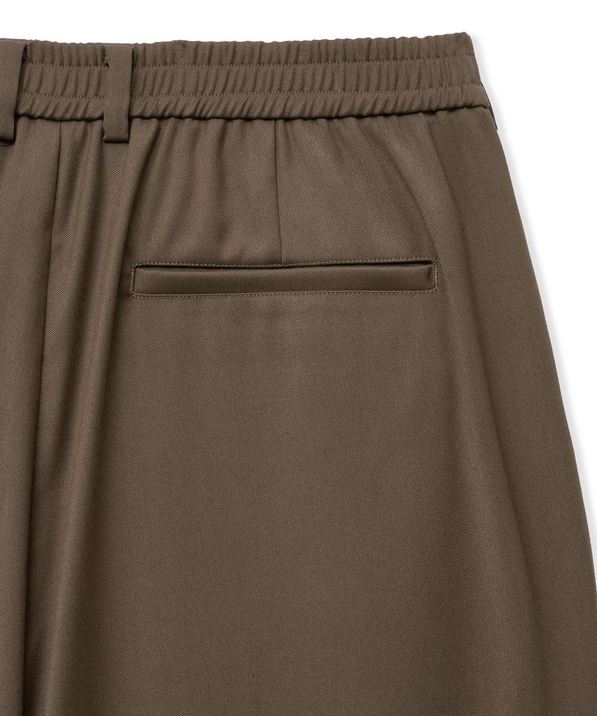 WEST GRAND BOULEVARD Wide Half-Banding Double-Pleat Slacks Brown