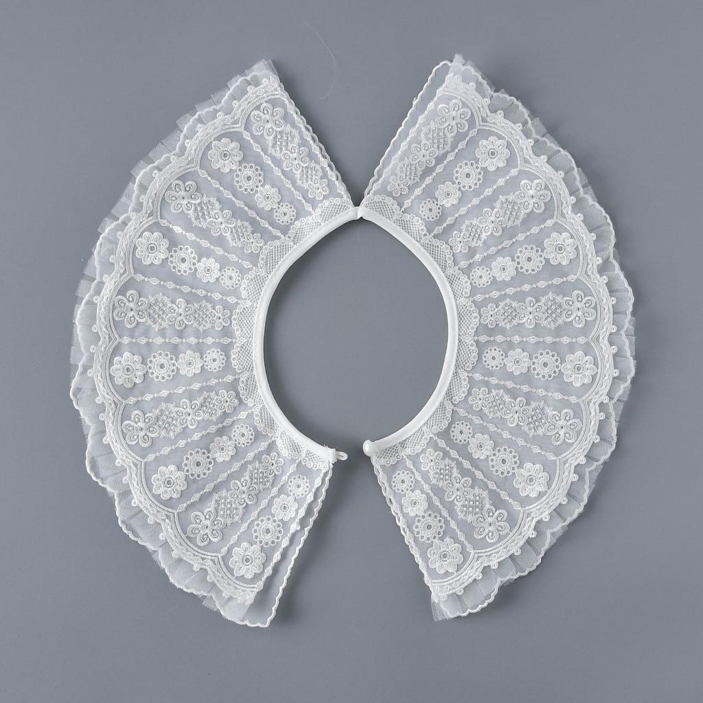 Korean Style Fake Collar Shwal with Straps Decorative Women's Shirt Fake Collar Shawl Wrap Hollow Out Embroidery Lace Necklace