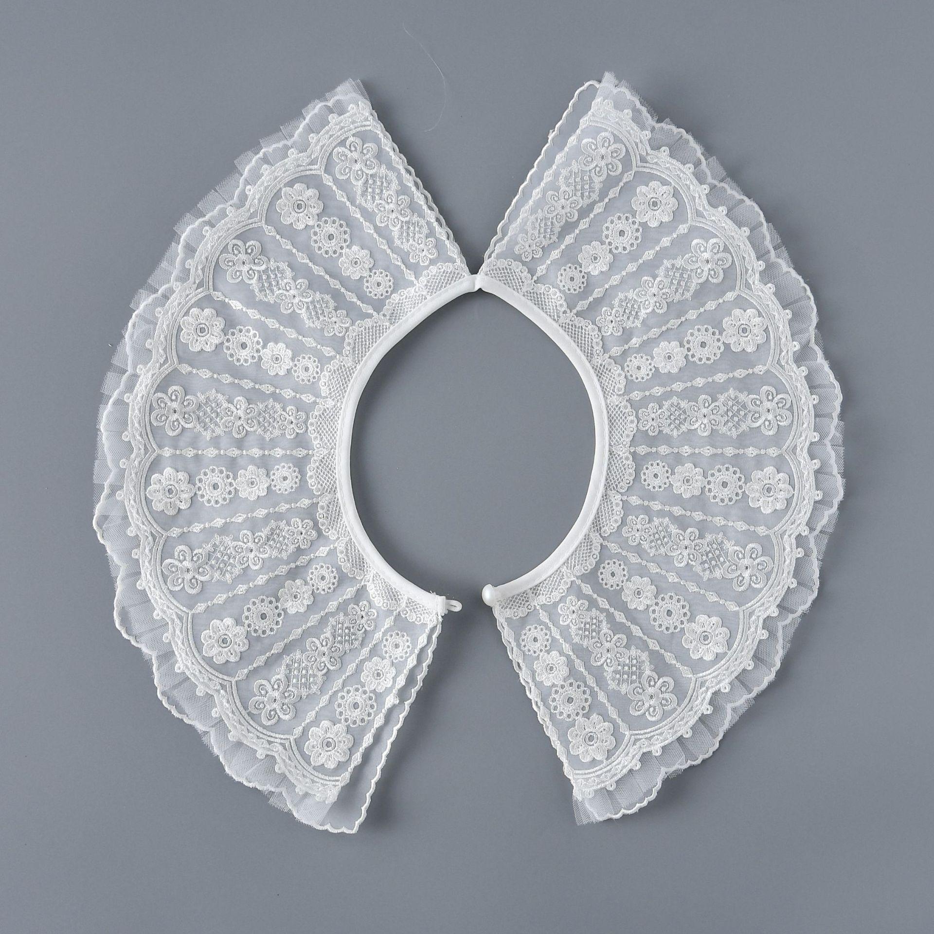 

Поддельный воротник-шаль в корейском стиле с завязками, декоративный женский воротник-шаль, накидка, ажурная вышивка, кружевное ожерелье