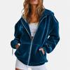 2026 Velvet Hooded Sweatshirt Loose Zip Up Cardigan Casual Top Women