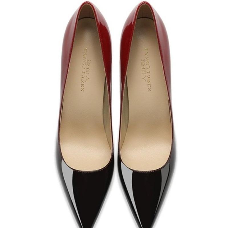 Mode Damen Schuhe mit schlankem Absatz Herbst Neu Spitzschuh Leichter Ausschnitt Farbverlauf Rutschfest Verschleißfest Hohe Absätze