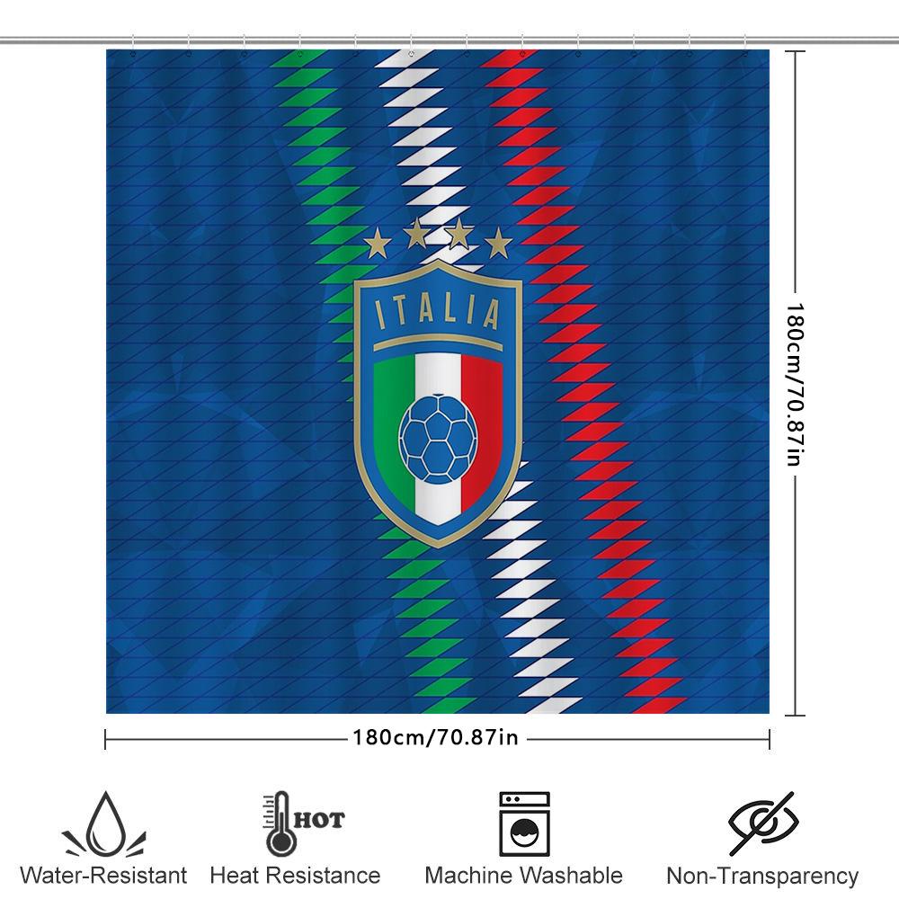 Italy Flag Shower Curtain Italian National Team Sports Decor Bathroom Fabric Waterproof Home Decor
