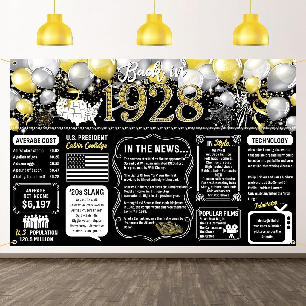 50th Birthday Black Gold Party Decoration Back In 1976 Backdrop Large Banner Birthday Party Poster Supplies Vintage 1976 Photography Background for
