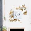 Self-adhesive Removable Waterproof Light Luxury White Gold Floral Switch Stickers for Bedroom Living Room Decor