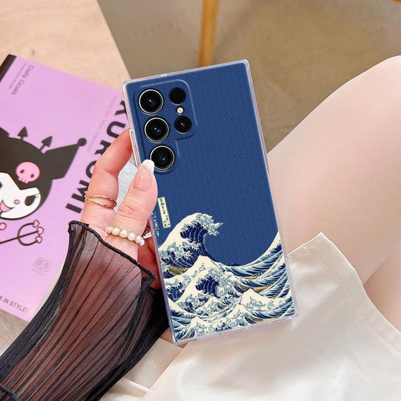 Hokusai Kanagawa Great Wave Phone Case For Samsung Galaxy S24 S23 Ultra S22 S20 S24 Plus S21 FE Clear Cover Japanese Art Fundas