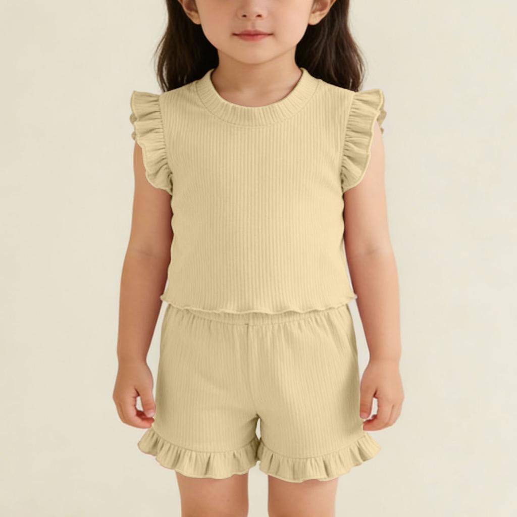 Children's Sweet Set Cute Vest Shorts Girls Sleeveless Casual Two-Piece Set