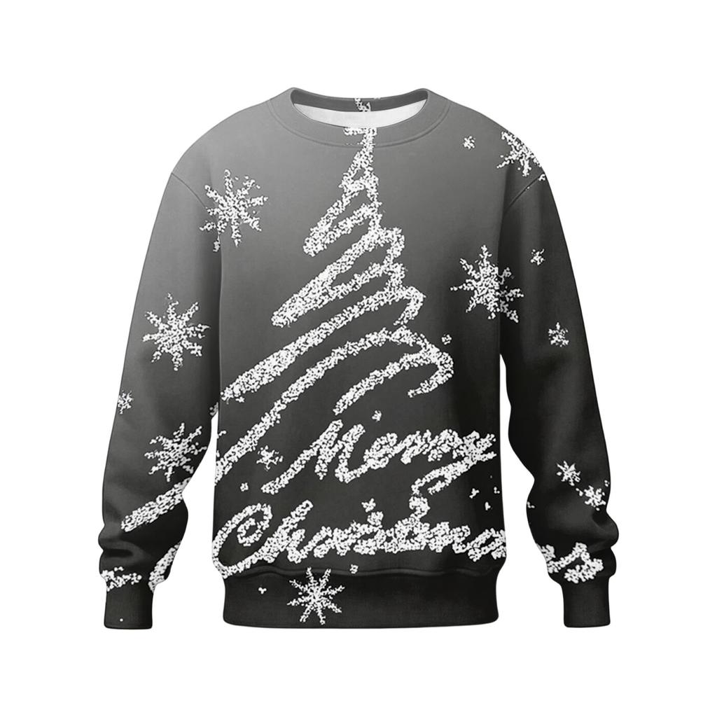 Men's Casual Loose Fit Printed Neck Long Sleeve T-Shirt for Daily Wear