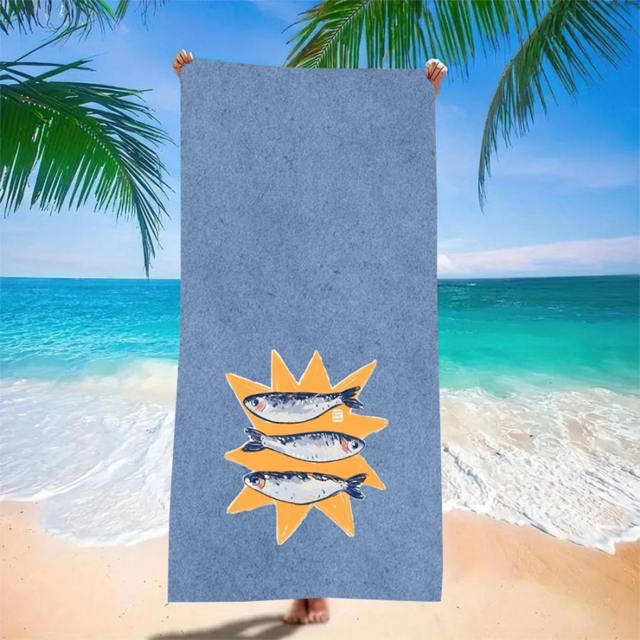 Strandtuch Übergröße Sandfrei Schnelltrocknend Mikrofaser Sardinenfisch Sternenmuster Blaue Handtücher für Erwachsene Pool Schwimmen Camping Reise