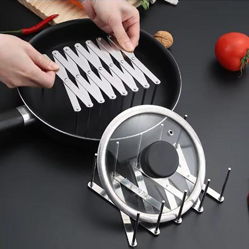 Stainless Steel Dish Rack - Adjustable Kitchen Drainer, Foldable Utensil Holder for Dishes, Cups, Pots & Lids | Space Saving