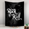 Tapestry Rock N Roll Vintage Grunge Lightning Bolt Typography Black White Music Wall Hanging for Rock Bar Studio Decor