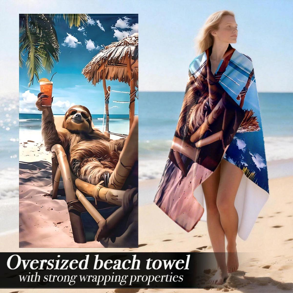 

Relaxing Sloth Beach Scene Oversized Beach Towel – Fun Tropical Art, Lightweight & Plush, Perfect for Yoga & Home Use W30*H60(CM)