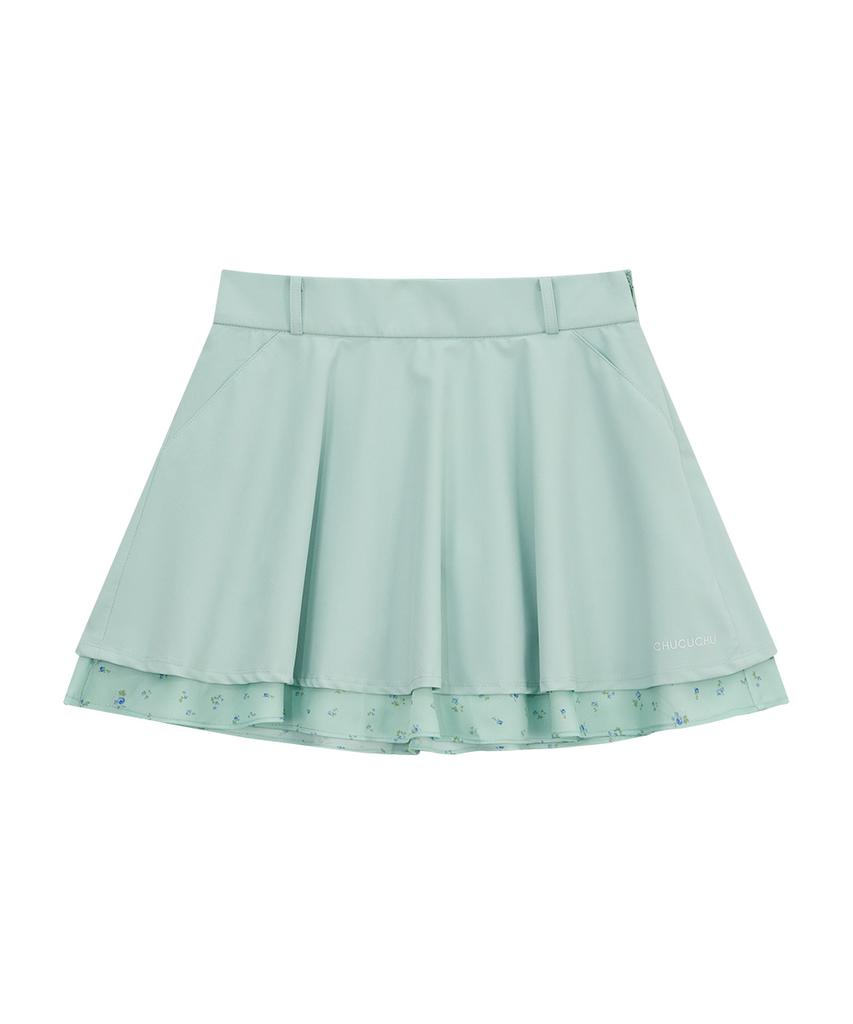 CHUCUCHU Pastel Double Flare Skirt (Pink) Cbfss-Sk001W
