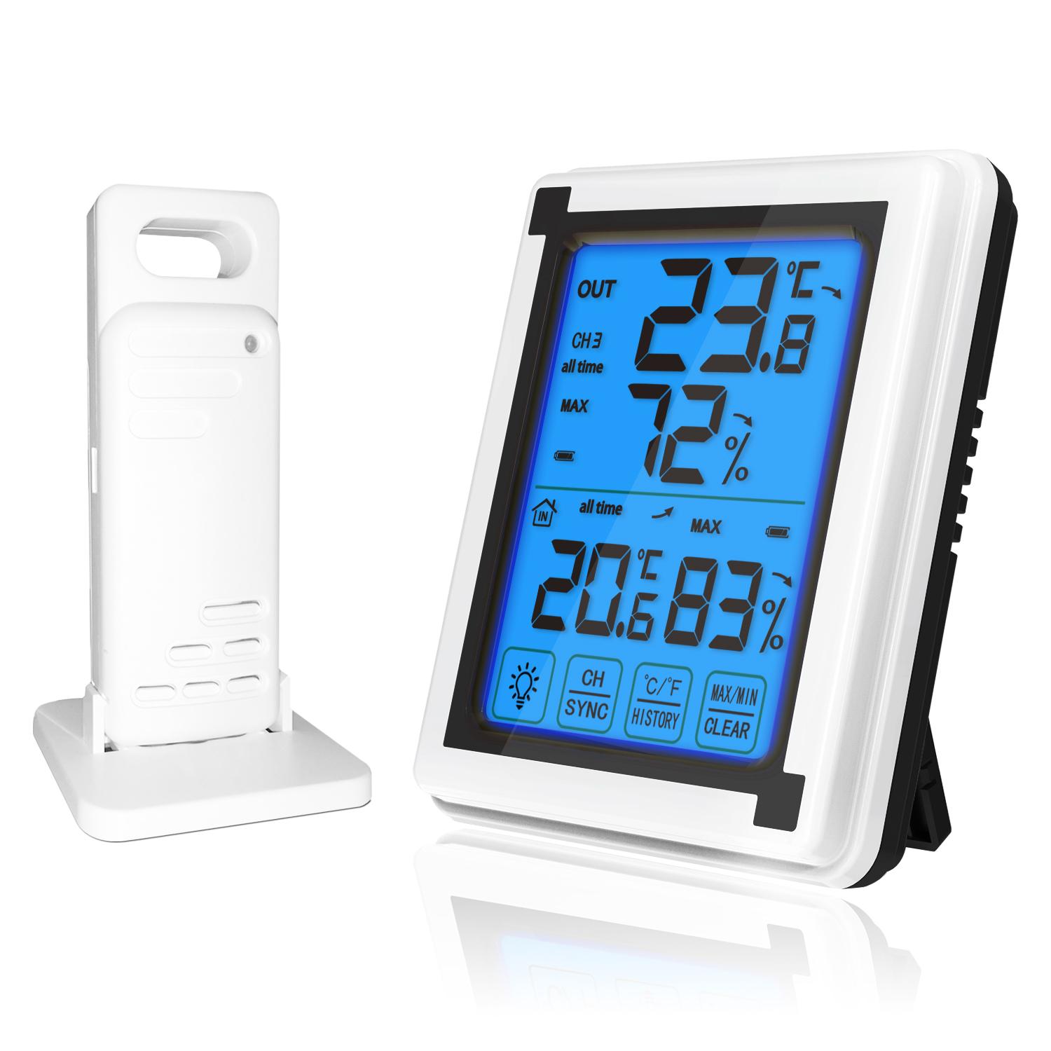 Intelligent Wireless Temperature Humidity Meter with HD Display for Indoor Outdoor Monitoring белый