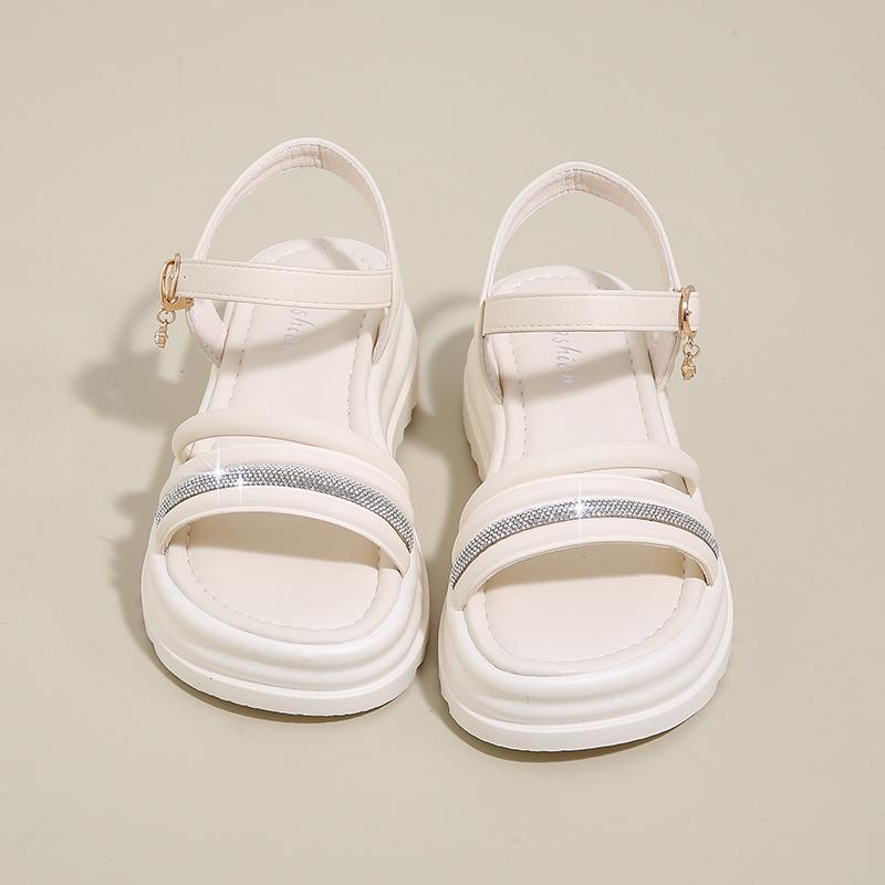Female Sandal 2024 Women's Beach Shoes Increasing Height Girls New Comfort  Low Beige Sports Bow Summer Casual Scandals