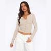 2025 New Y2K Spice Girls Cardigan Top Autumn and Winter Premium Button Knitted Cardigan Front Shoulder Skinny T-Shirt