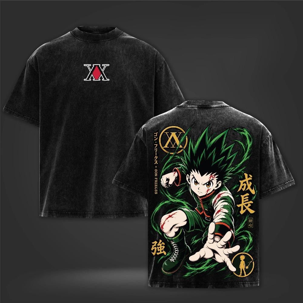 Hot Anime Hunter × Hunter Gon Freecss Print T-shirt Men Women Tshirts Short Sleeve Cotton Clothing Washed T Shirt Oversized Tops
