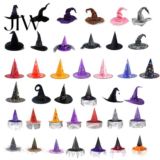 Witch Hat with Rose Halloween Wizard Hat, Adult Kids Cosplay Cone Spider Decorative Web Star Decor, Gothic Party Costume Prop, Trick or Treat