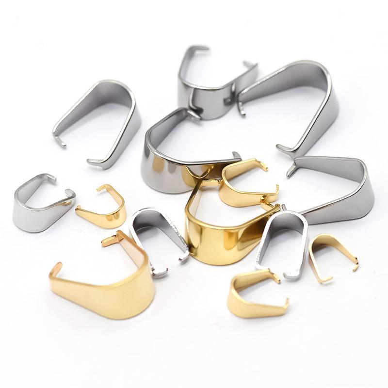 50/100x Stainless Steel Pinch Clip Clasp Bails For Jewelry Making Claw Clasps Melon Seed Buckle Connector Pendant Handmade Craft