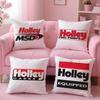 Logo H-Holley Cushion Cover Plush Fabric Soft Double-Sided Printed Invisible Zipper Sofa Pillow Case Home Decor