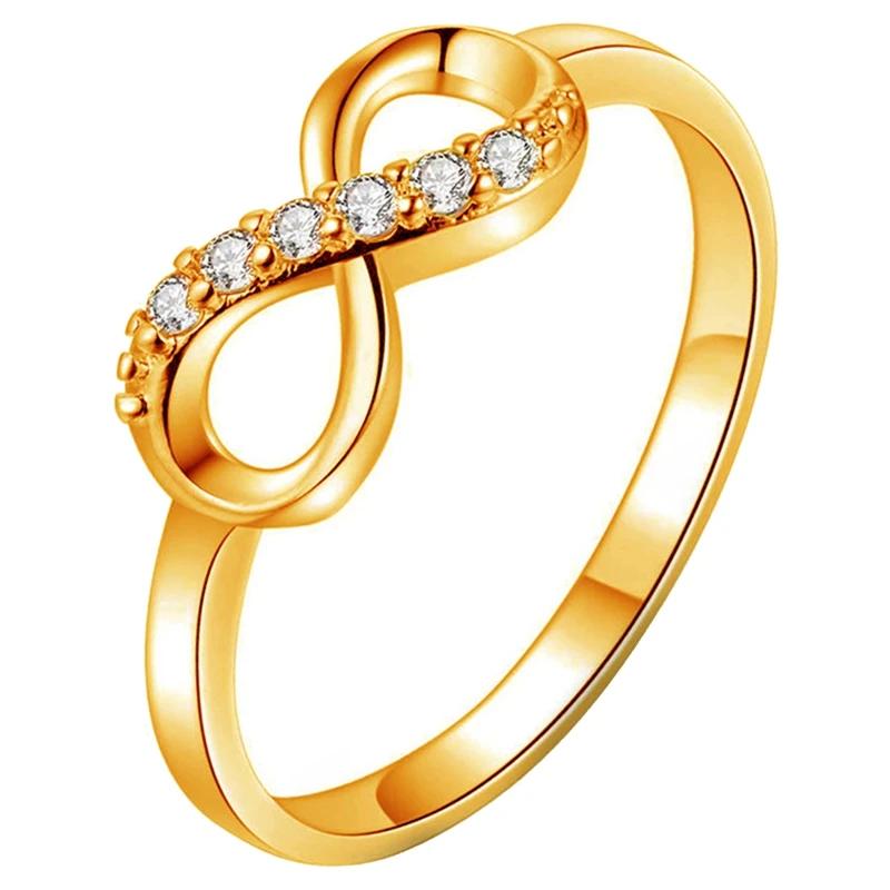 Fashion Hiphop Party Wedding Gift Creative Crystal Twist Infinity Wedding Rings For Woman Statement Jewelry Gift