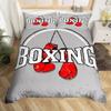 Boxing Bedding Set Red Boxing Gloves Pattern Comforter Cover Sports Theme Duvet Cover Room Pugilism Games Bedding Collection